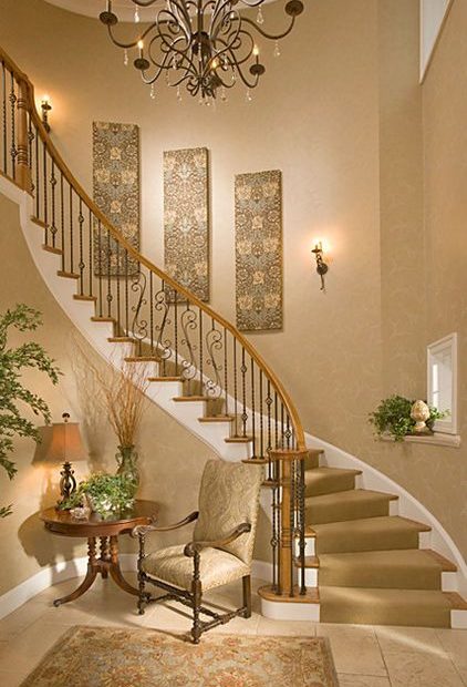 Traditional Staircase | Staircase Wall Decor, Stair Wall Decor, Stairway  Decorating